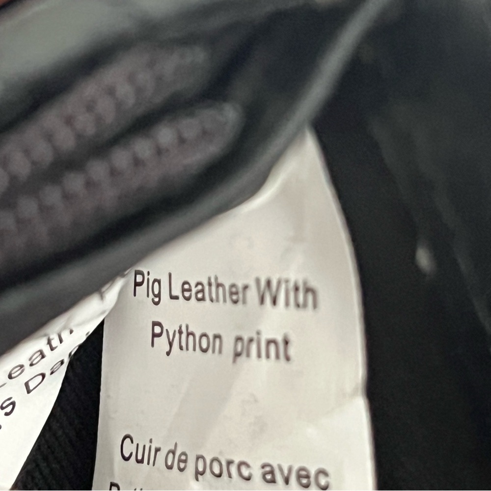 Danier Vintage Leather Python Embossed Black Wall… - image 14